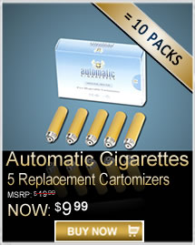 5 Replacement Cartomizers Nicotine Cartridges only $9.99.